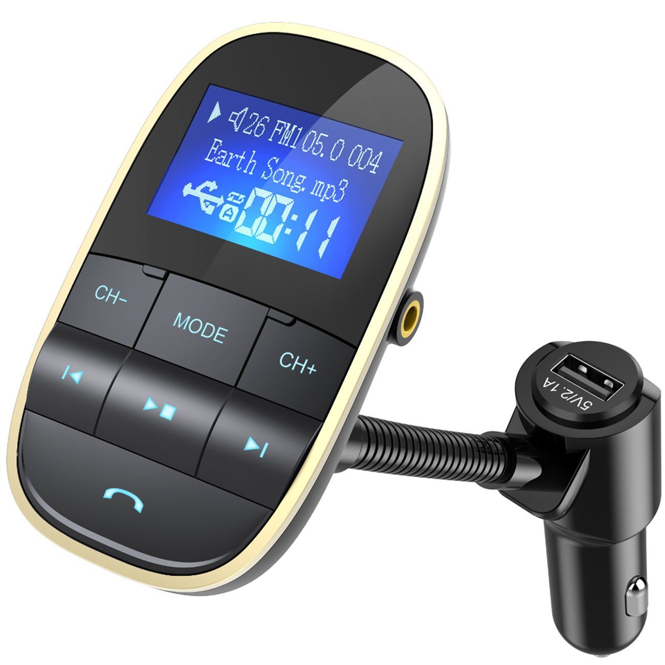 Gold Nulaxy Bluetooth FM Transmitter KFZ Auto Radio Adapter