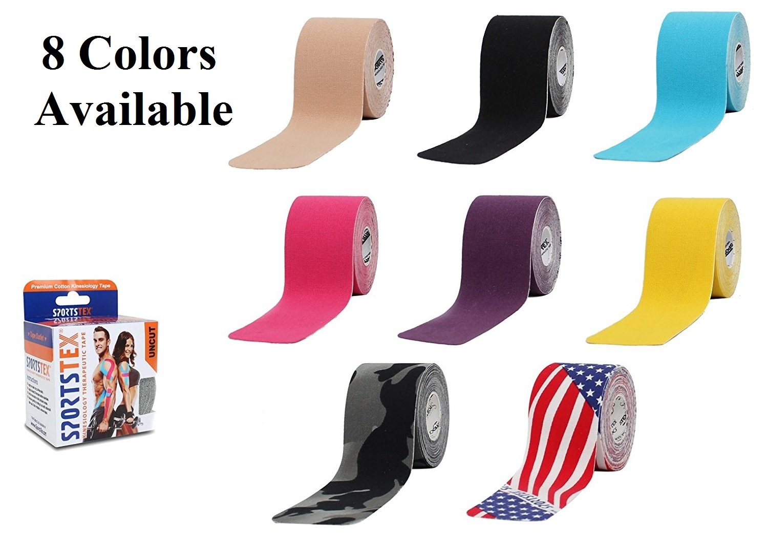 Sports Tex Kinesiology Tape, 5cm X 5M, BLACK, Single Roll