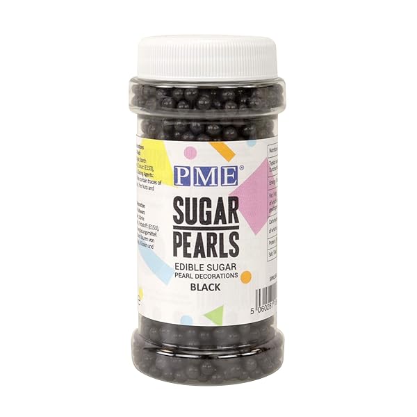 PME BLACK EDIBLE SUGAR PEARLS, 3.5 OUNCE