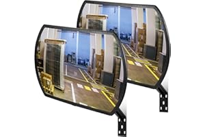 Geetery 2 Pcs 18" x 12" Garage Convex Security Mirror Outdoor Indoor Round Rectangular Acrylic Traffic Corner Mirror Blindspot for Wall Parking with Protective Film for Driveway