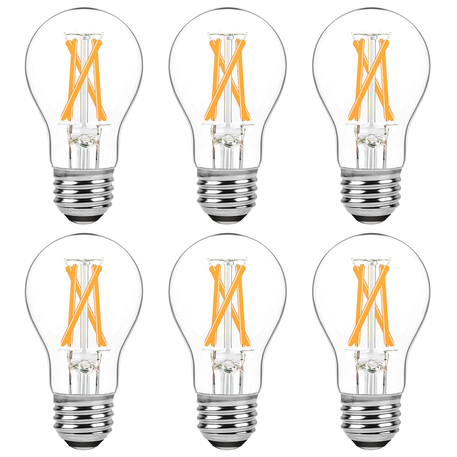 Photo 1 of 6-Pack Dimmable E26 LED Edison Bulbs 60 Watt Equivalent, 6W A15 2700K Warm White 600LM Vintage LED Light Bulbs for Ceiling Fan, Appliance, LED Filament Clear Refrigerator Light Bulbs