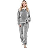 PJGGZ Fluffy Womens Pajama Sets, Pjs with Pants Winter Fuzzy Pajamas Fleece Soft Cozy Warm Ladies Loungewear