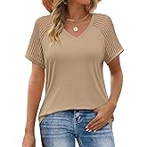 JUSTFASHIONNOW Short Sleeve Blouses for Women Cute Summer Tops Dressy Casual V Neck Tshirts 2026 Trendy Spring Clothes