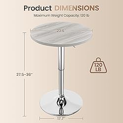 Yaheetech Round Bar Table, Adjustable Height and