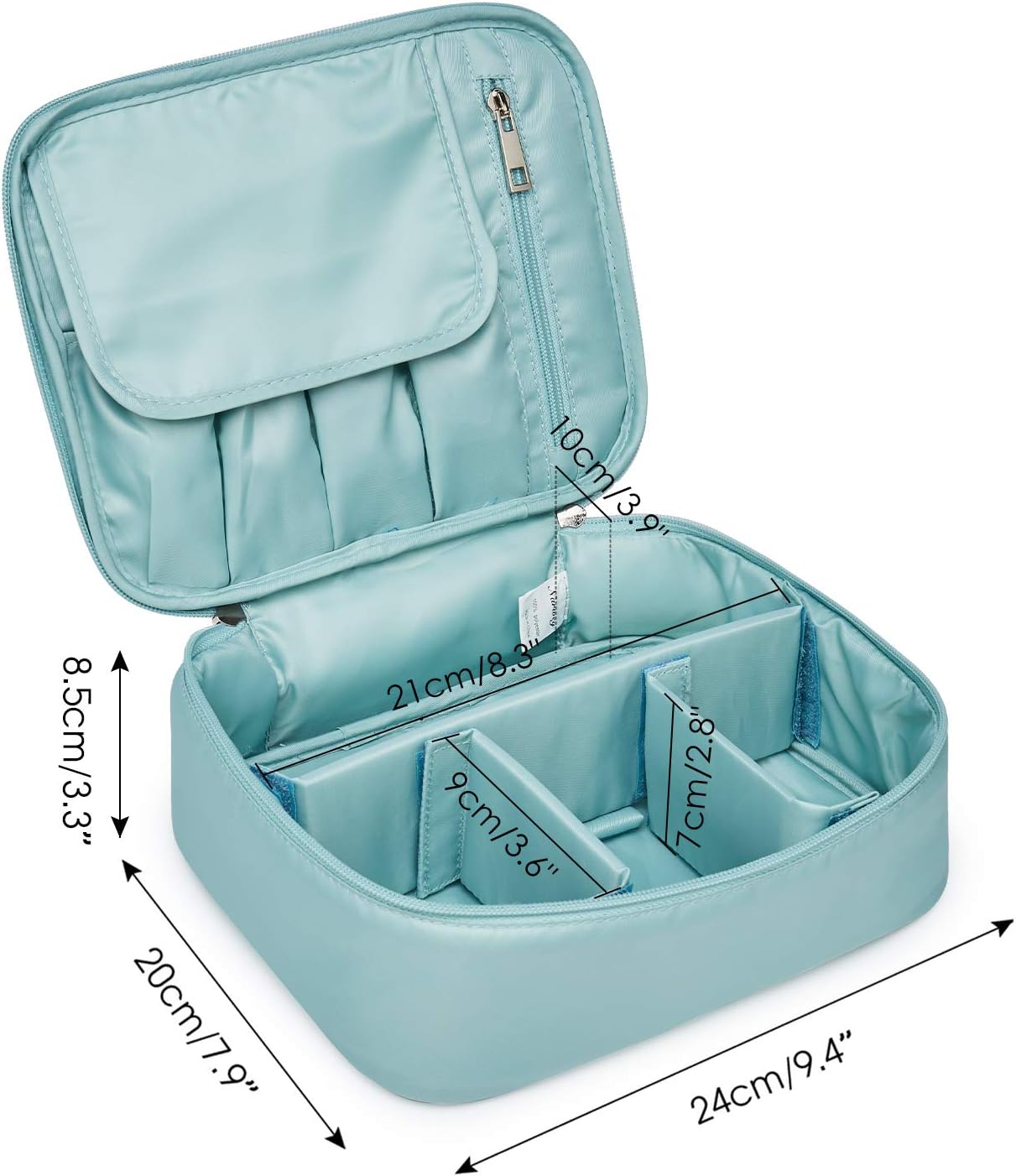 Travel Makeup Bag Large Cosmetic Bag Make up Case Organizer for Women and Girls (Sky Blue)