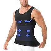 YOWODA Compression Shirt Men, V-Neck Slimming Body Shaper Tank Top Shapewear Undershirt for Gynecomastia Tummy Control
