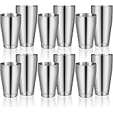 Lallisa 10 Pieces Cocktail Shakers Professional Bar Boston Shaker Set Stainless Steel Martini Shaker Drink Mixer Basic Tools Weighted Shake Metal Can for Bartenders, 18 Oz, 28 oz(Sanding Silver)