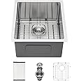Bar Sink Undermount - Lordear 15 Inch Undermount Sink Bar Prep Sink Deep Single Bowl 16 Gauge R10 Tight Radius Stainless Stee