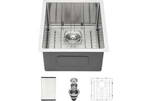 Lordear 15 Bar Sink Undermount 15x17 Inch Stainless Steel Undermount Sink Bar Prep Sink 16 Gauge R10 Round Corner Deep Single Bowl Handmade Sinks