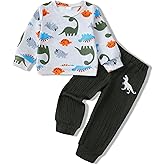 Jecson Toddler Boys Girls Outfits Kids Fall Clothes Unisex Embroidered Knitted Top and Solid Pants Clothing Set 2-8Y