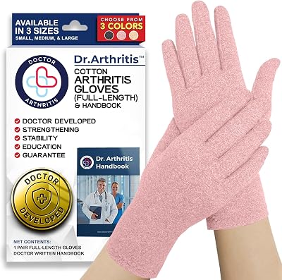 Dr. Arthritis Doctor Developed Arthritis Compression Gloves Grey Pink Medium