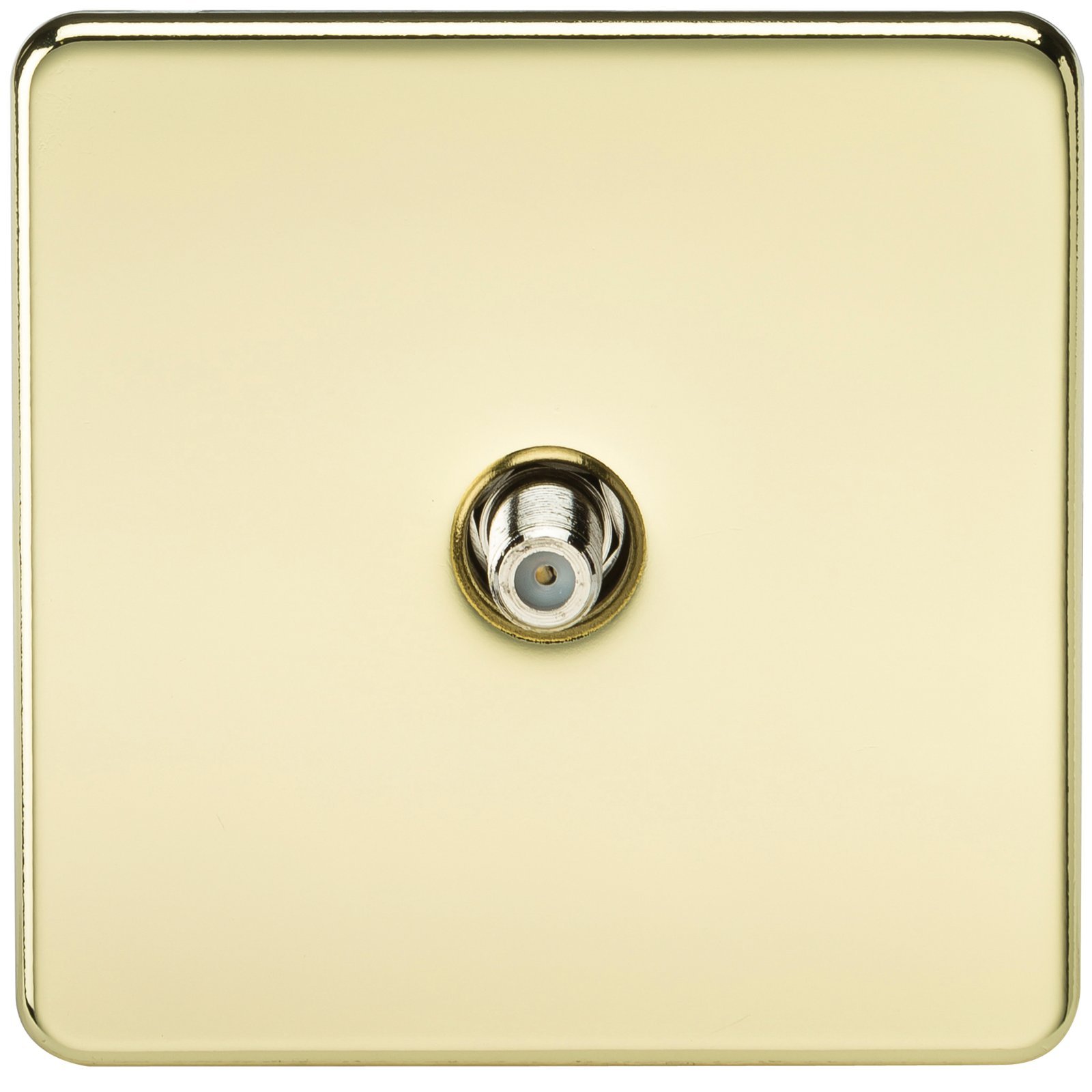 Knightsbridge SF0150PB (Non-Isolated) Screwless 1-Gang Sat Tv Outlet, Polished Brass