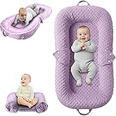 Baby Lounger Pillow : 2-in-1 Infant Lounger for Newborn 0-48 Months, Portable Tummy Time Mat for Home and Travel, Breathable & Soft Baby Seat for Baby, Babies Essentials Gifts