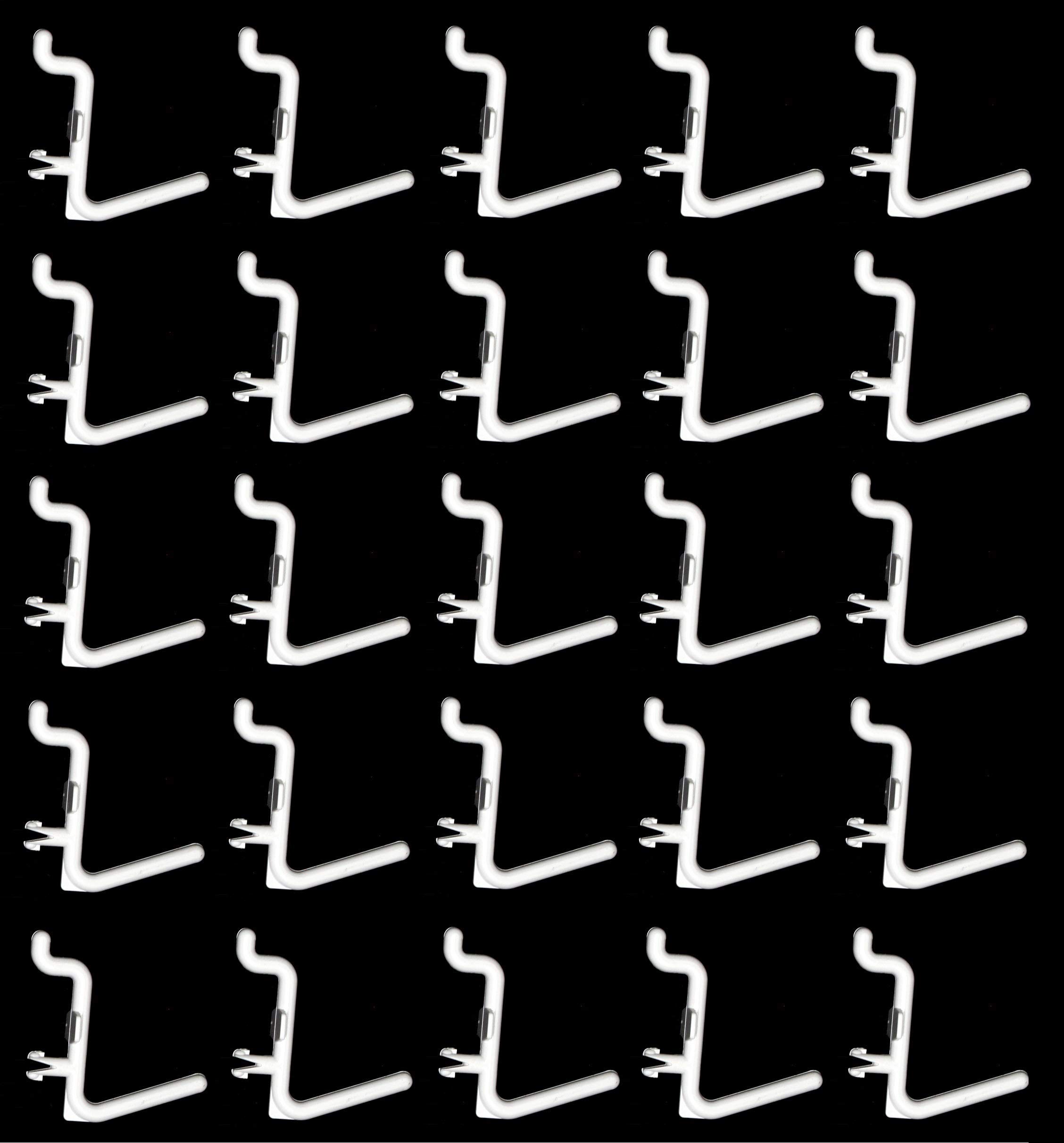 JSP Manufacturing Plastic L Style Peg Board Hook Kit | Garage Tool Craft Jewelry Storage Pegboard Organizer (100, White)