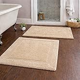 C23 Beige Bathroom Rug 2200 GSM Set of 2-20"x32"/16"x24"|100% Tufted Cotton Thick & Plush Bath Mat - Luxury, Heavyweight, Ultra-Absorbent, Quick Dry, Non-Slip Natural Latex Back, Machine Washable