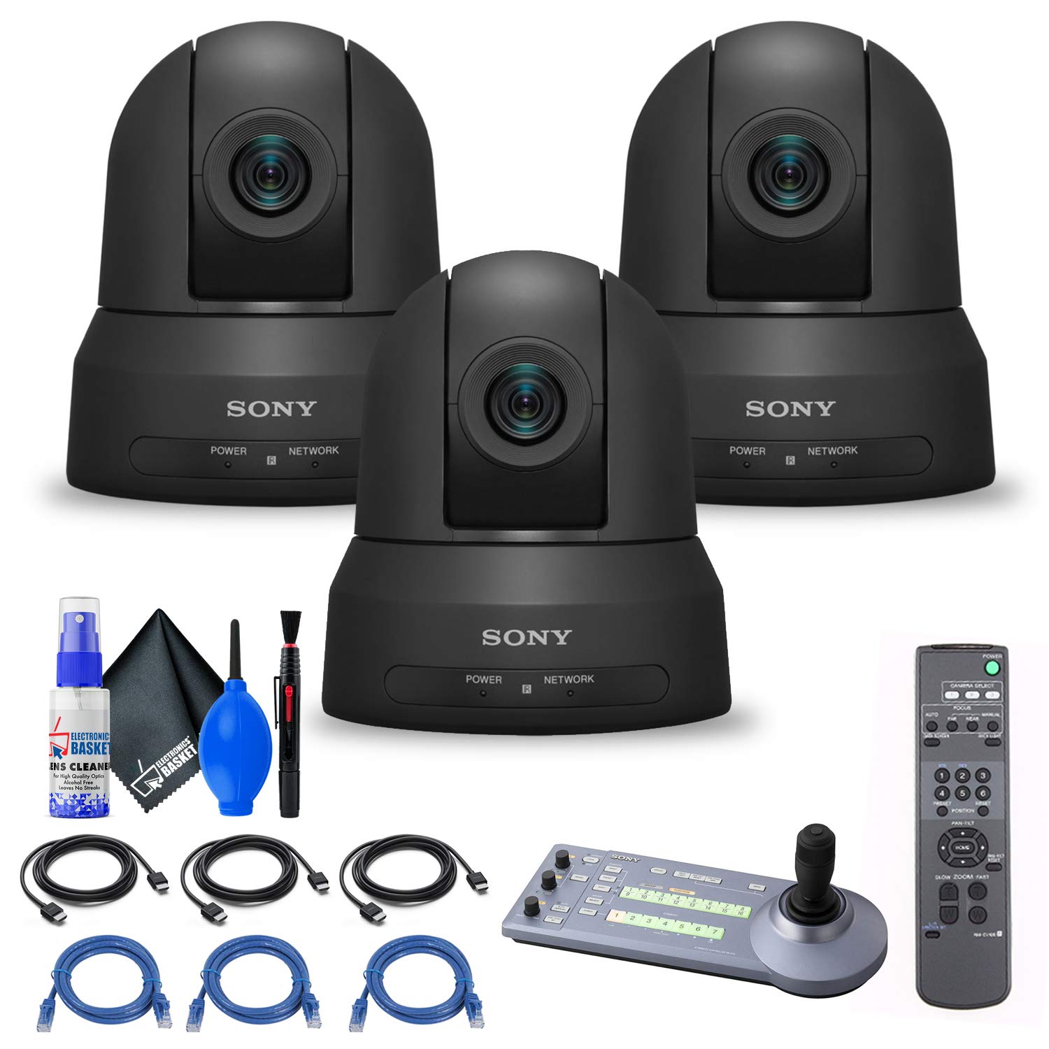 3 x Sony SRG-X400 1080p PTZ Camera with HDMI, IP & 3G-SDI Output (SRG-X400) + Sony RM-IP10 IP Remote