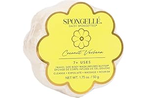 SPONGELLÉ Spongelle Coconut Verbena Spongette Loofah Body Scrubber | Bath & Shower Loofah for Women | Body Scrubber Exfoliator with Body Wash Infused Sponge | 5+ uses | Creamy Coconut, Verbena & Lime