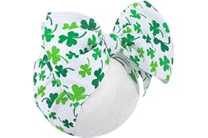 YanJie 7" St.Patrick's Day Baby Girls Headbands Shamrock Print Baby Bows Newborn Wide Hair Bows Handmade St.Patricks Elastics Headband Hair Accessories Gift for Infant Toddlers Kid