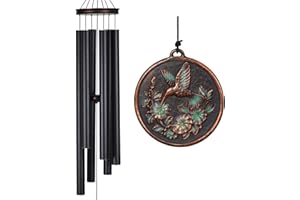 Vanquer Large Wind Chimes for Outside Deep Tone - 46'' Wind Chimes Outdoor Clearance, Windchimes Outdoors, Hummingbird Wind Chime,Sympathy Gift, Patio, Home Décor, Vintage Black (46" Hummingbird)