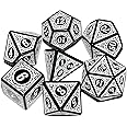 DND Dice 7Pieces, Raised Pattern Black and White Mixed Polyhedral DND Dice for RPG MTG Table Game Dice