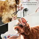 CIICII 7 Inch Dog Grooming Scissors Kit with Safety Tip Curved & Thinning Sets view 5