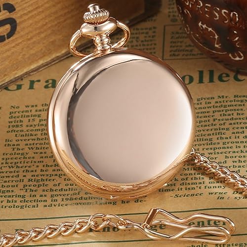 Powshop Classic Smooth Vintage Pocket Watch, Steel Men Pocket