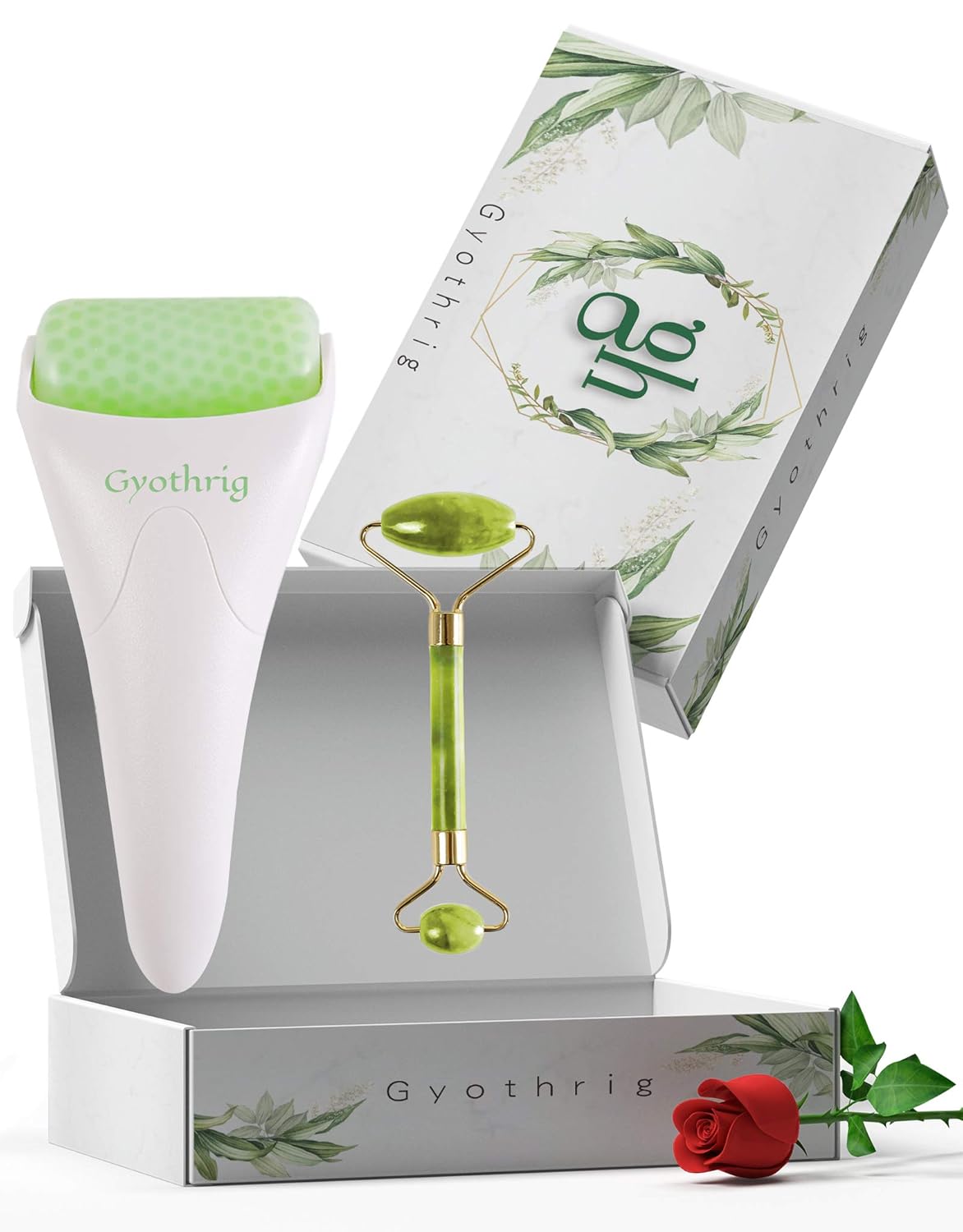 Face Ficial Jade Ice Roller – Natural 100% Real Jade Roller Anti Wrinkle Gua Sha Tool With Cooling Ice Roller for Face & Eye Puffiness Migraine Pain Relief Facial Massager Treatment Gifts for Women: Beauty