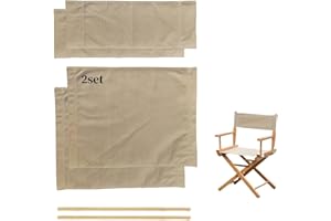 Wonafa 2 Set Director Chair Canvas Replacement with Wood Stick,21.2" L x 16.1" W/21.2X 7.8 Portable Replacement Cover Canvas for Directors Chair，Casual Director Chair Replacement Canvas (Khaki)