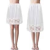 Coucoland Half Slips for Under Dresses - 2 Pieces Adjustable Slips Elastic Waist Skirts Lace Trim Comfortable Shirt Extenders
