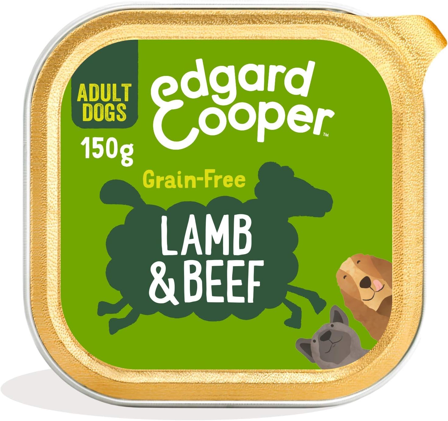 Edgard Cooper Grain-Free Wet Dog Food for Adult Dogs LambBeef 11 x 150g, Natural Dogs Food in Cup with Fresh Meat Amino Acids