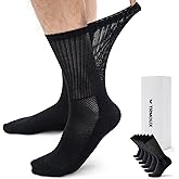 TRMOUX Dress Crew Socks Diabetic Socks for Men & Women Extra Wide Non-Binding Super Soft Modal Blend Thin Black Socks, 6-Pack