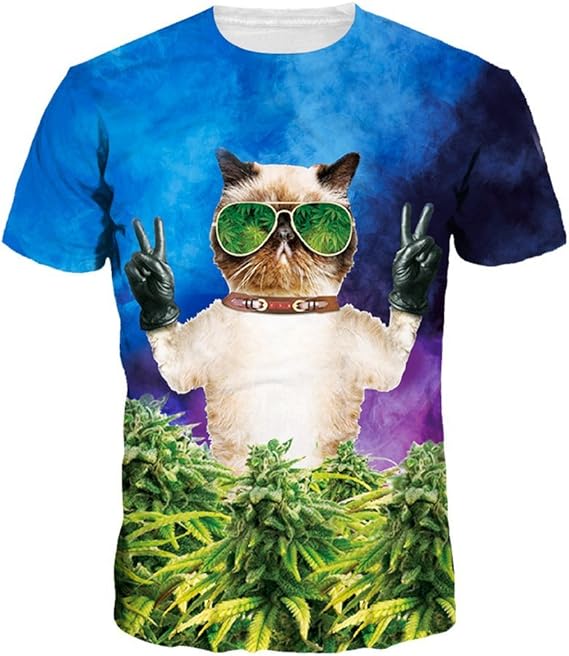 Amazon Wiboyjp メンズ 3d 春 夏 猫柄 ヒップホップ ファッション メンズtシャツ 猫 ネコ 3d ストリート トレンド スウェット T Shirt 3dtシャツ 半袖tシャツ サマー Tシャツ カットソー 通販