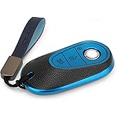 CISUI for Mercedes Benz Key fob Cover,Special Soft TPU Key Case Key Shell Protector Compatible with 2020-2025 Mercedes Benz S-Class G-Class E-Class EQE EQS Smart Key (Blue)