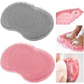VALWORD 2-Pack Shower Foot Scrubber Mat for Seniors, Men, Women | Strong Grip Silicone Back, Suction Cups, No Bend Deep Clean, Massage Pad