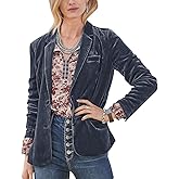 MINTLIMIT Women's Womens Velvet Blazers Suit Button Front Notched Lapel Long Sleeve Jacket Suit Loose Fitting Tailored Jacket Coat(Dark Grey,M)