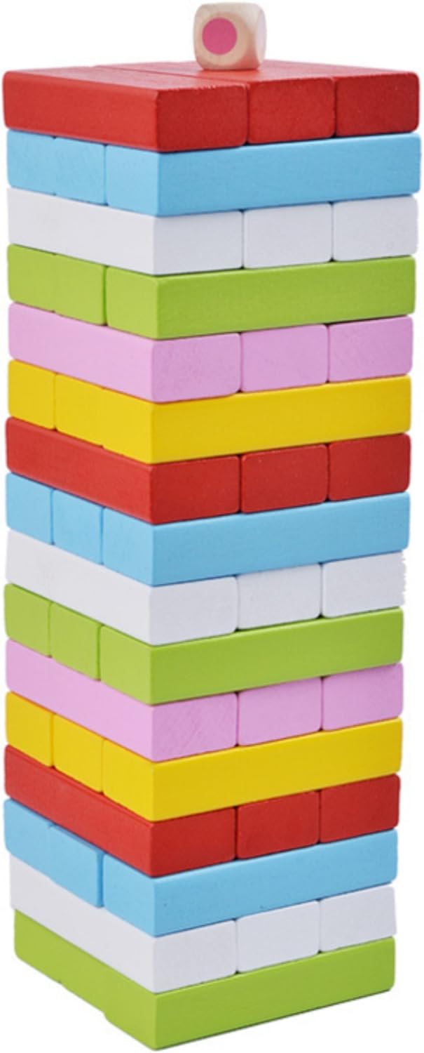 Amazon Phalatina 積み木 崩し バランス パーティー テーブル ゲーム 積み 上げ 組み 立て ハラハラ ドキドキ 子供 から 大人 まで 遊べる お片づけ袋付き 彩色48個 木槌1個 サイコロ1個 積み木 おもちゃ