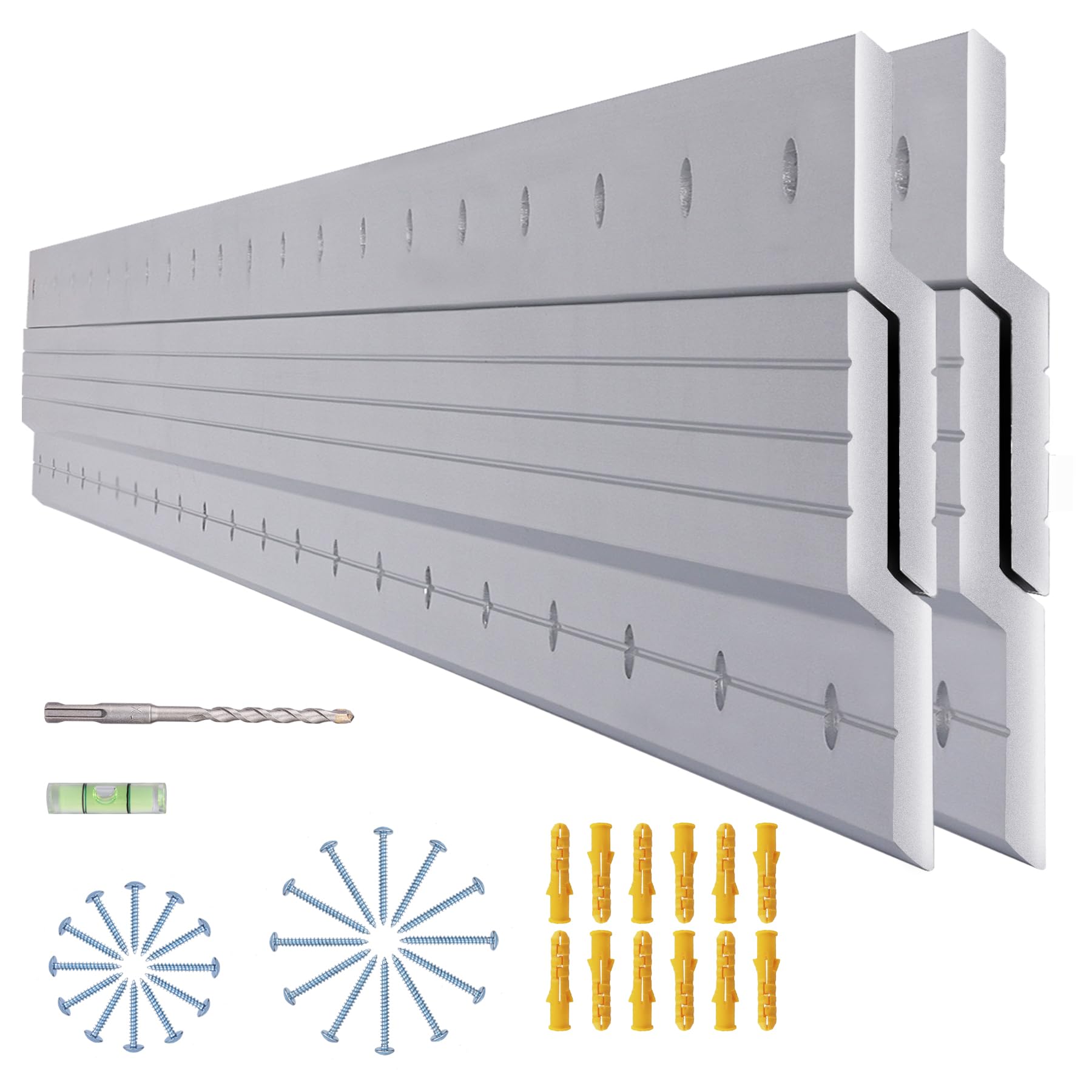 Photo 1 of (41 inch) French Cleat Hanger Heavy Duty 500 Lbs Load, 2 Pairs Aluminum Z Clips French Cleats, Interlocking Wall Mount Bracket Hardware Kit for Mirrors, Picture, Shelf, Headboard, Art, Frames