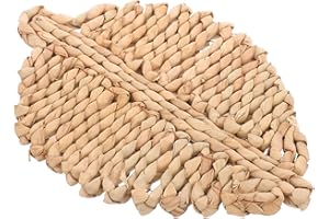 SUPVOX Leaf-Shaped Straw Woven Coaster Placemat, Thickened Natural Straw Trivet for Coffee Table, Cute