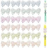 60pcs Colorful Bow Beads 24 x 32 mm 3D Cute Acrylic Beadable Bowknot Aesthetic Charms Bulk Supplies for Pens Keychain Bracelet Necklace Earring Jewelry Making DIY Crafts, Christmas Gift