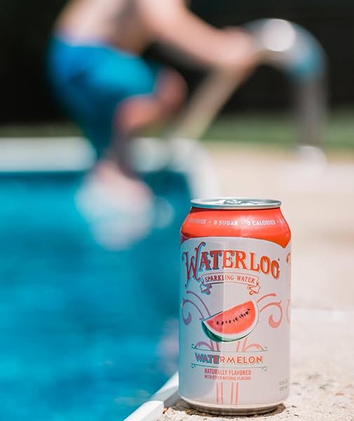 WATERLOO SPARKLING WATER, WATERMELON NATURALLY FLAVORED, 12 FL OZ CANS, PACK OF 12 | ZERO CALORIES | ZERO SUGAR OR ARTIFICIAL SWEETENERS | ZERO SODIUM