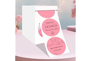 2 Inch Round Pink Thermal Label, Circle Sticker Labels for Printer, Self-Adhesive Direct Labels, 700 per Roll Color Code Stic