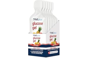 TRUEplus Glucose Gel Pouch, Fruit Punch Flavor, 15g Fast-Acting Carbohydrates, Fat Free, Gluten Free, Quick Support for Low Blood Sugar and Energy, 6 Pack