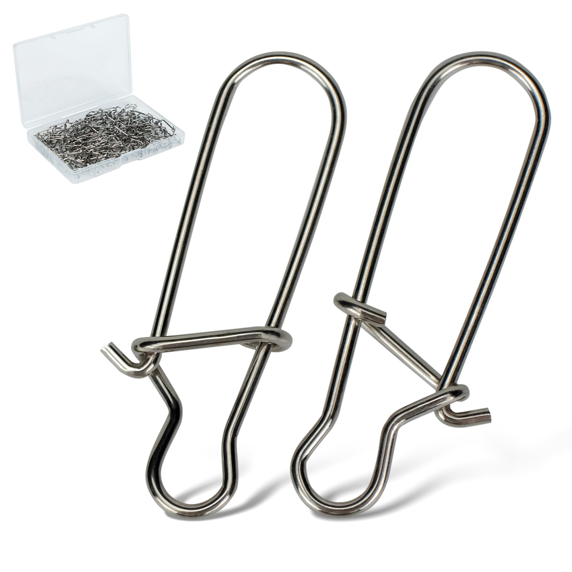 Piscorush Duo-Lock Fishing Snaps Stainless Nice Snaps Fishing Clips Lure Hook Connector Quick Change Lock Saltwater Fishing Accessories Size #000-#10 (Pack of 50, Size #10 / 260lb)