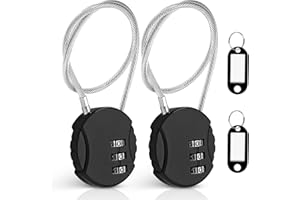 Wire Rope Lock, 2 Pcs Mini Code Lock, Wire Rope Padlock for Luggage, Jewelry Box, Backpack, Gym Locker (12inc)