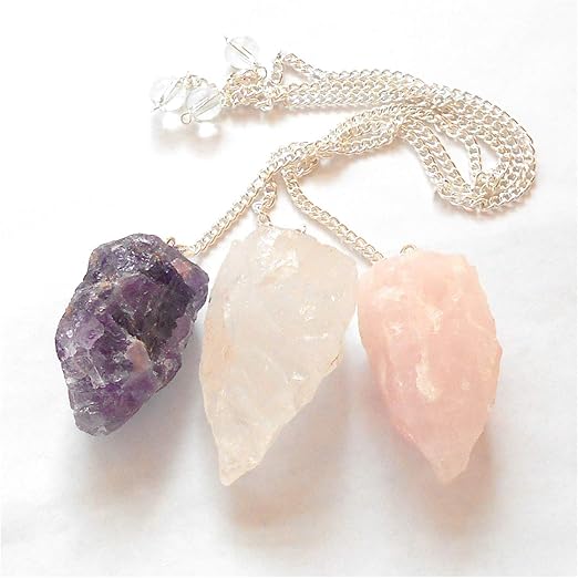 Amazon.com: Earegy - Kit de péndulo de 3 piedras, cuarzo rosa, amatista, cuarzo transparente: Home \u0026 Kitchen