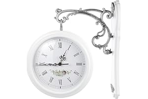 GANAZONO Modern Double Sided Wall Clock Minimalist European Style Silent Clock for Bedroom