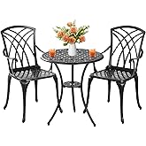 Withniture Outdoor 3 Piece Bistro Set Cast Aluminum Bistro Table and Chairs Set of 2, All Weather Bistro Patio Set, Patio Fur