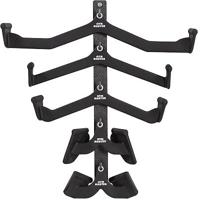 GYM MASTER Lat Pull Down Cable Attachment Set of 5 with Wall Bracket