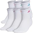 adidas Women's Athletic Cushioned Quarter Socks (6-Pair) with arch compression for a secure fit