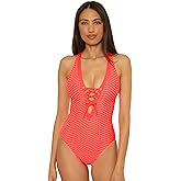Becca Womens Connect Plunge One Piece Swimsuit, Adjustable, Bathing Suits for Women